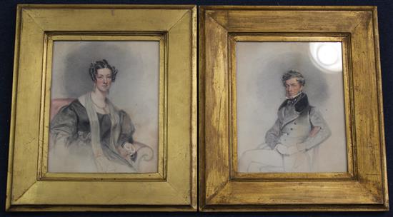 Attributed to Robert Dighton Portraits of a lady and gentleman, 10.5 x 8.5in.